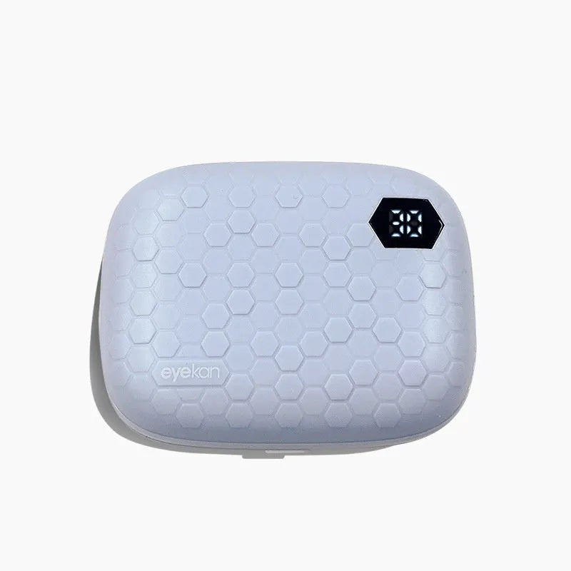 Automatic electric ultrasonic cleaning machine for invisible glasses in pearl white, showing compact size