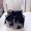 Black princess tulle skirt pet clothing for small dogs and cats showing five size options