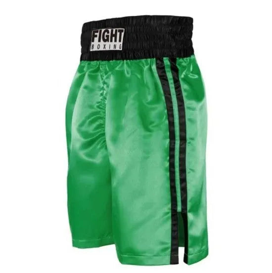 Boxing shorts in multiple colour options including black and red, and black and white side stripes.