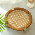 Brown woven rattan pet hammock bed measuring 46cm with raised design for cats and small dogs