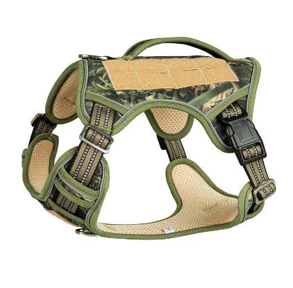 Tactical Oxford cloth chest strap for search and rescue patrol working dogs in camouflage colours