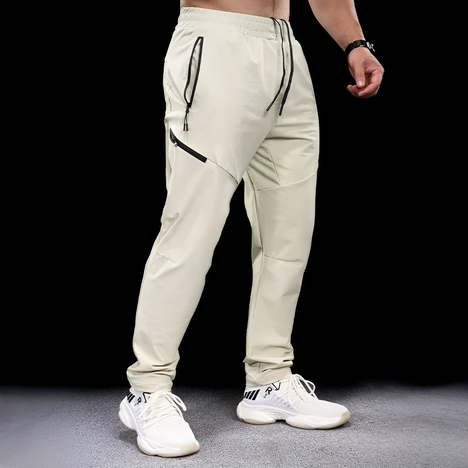 Men's waterproof quick-drying exercise pants in nylon fabric for sports and fitness activities