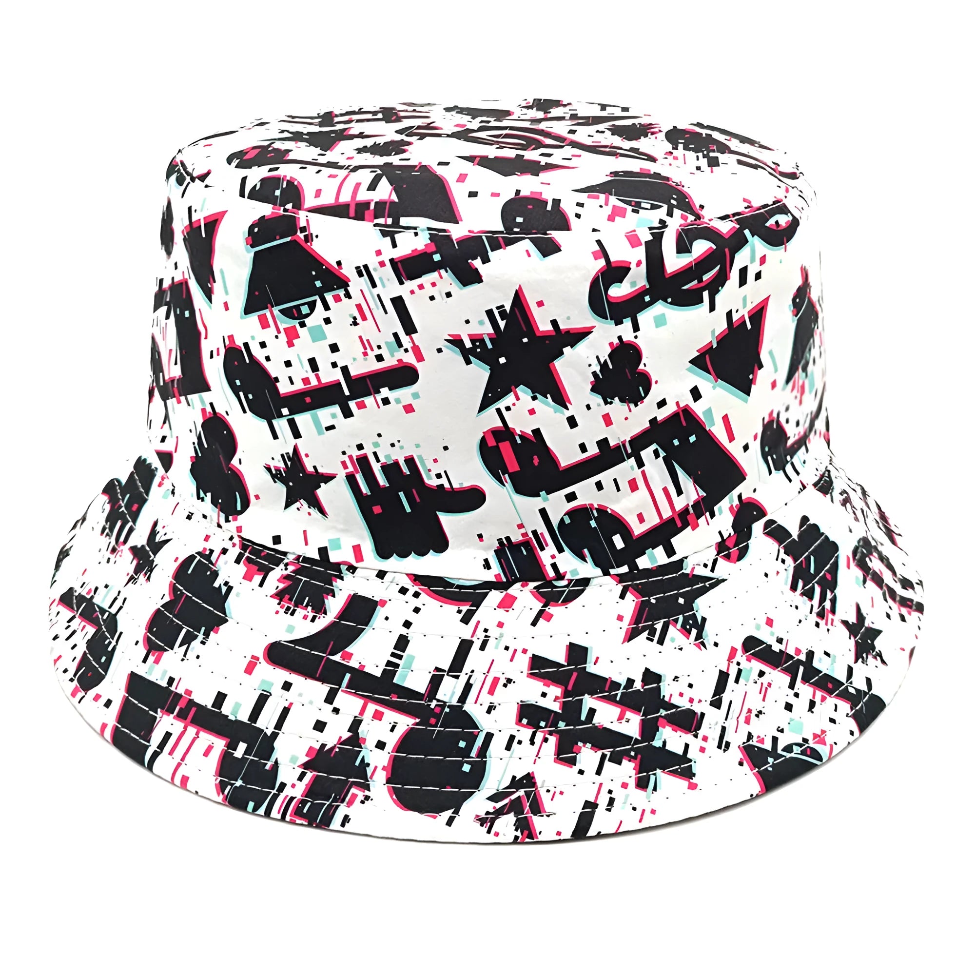 Musical note pattern printed bucket hat in retro dome crown style