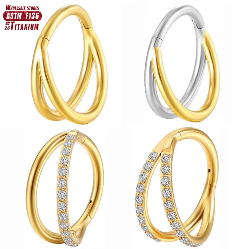 Titanium alloy fork nose ring body jewellery in silver, gold, black, rose gold and colourful finishes