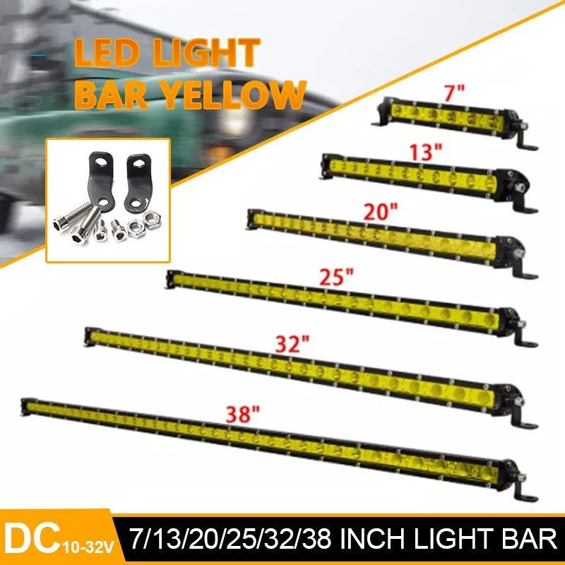 25-inch single row LED light bar for vehicles with aluminium housing and mounting brackets