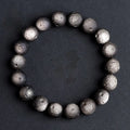Natural obsidian crater ball bracelet with grinding finish in silver or golden meteorite colours with various bead sizes