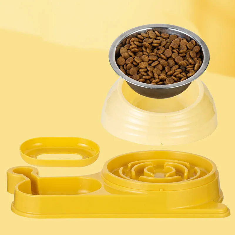 Elevated pet food bowl with automatic water dispenser in food-grade BPA-free materials