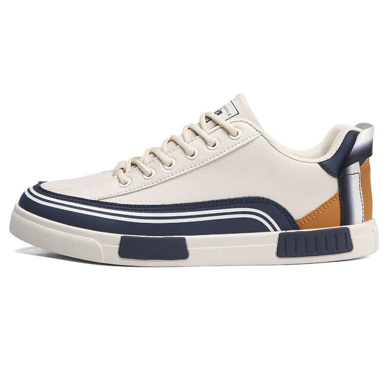 Men's white and green canvas casual shoes with visible mesh panel sections on a flat heel.