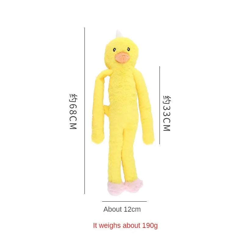 Golden retriever plush dog toy with sound feature and rattle paper texture in pink or yellow colour