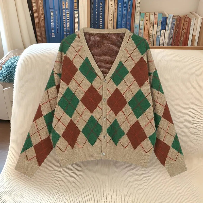 Casual cardigan coat in knitted acrylic fabric showing Japanese Korean style with macaron colour options