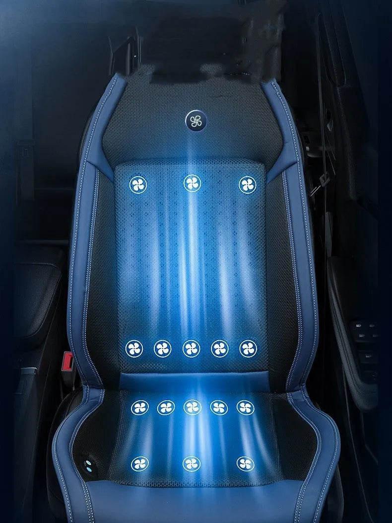 Car seat cooling pad with USB cable connection in solid colour design