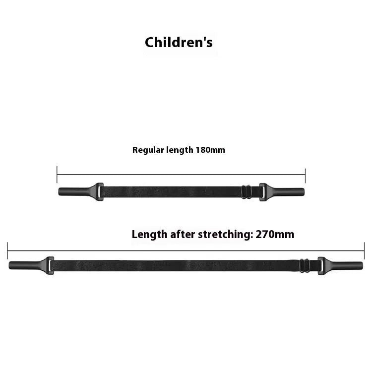Black adjustable glasses retention cord with silicone end pieces shown in adult and children's sizing variants
