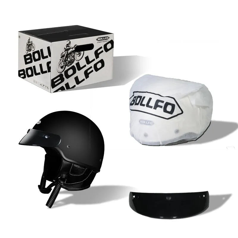 Retro-style motorcycle helmet in ABS construction showing classic biker design