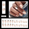 Black and white frosted artificial nails with mandarin duck colour design for French manicure