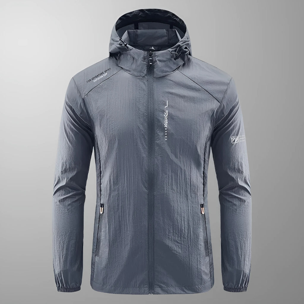 Men's lightweight nylon summer jacket with hood in loose fit styling