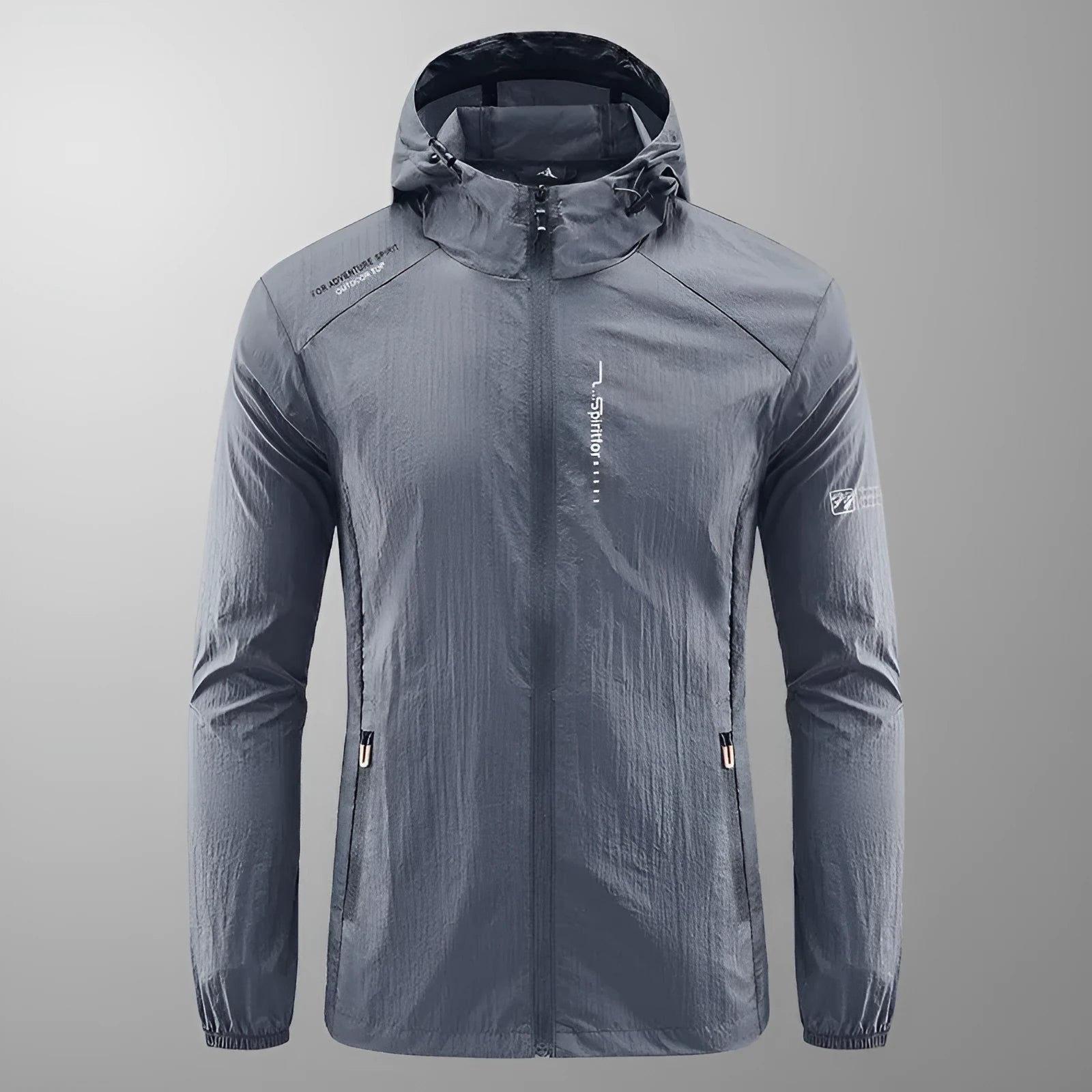 Men's lightweight nylon summer jacket with hood in loose fit styling