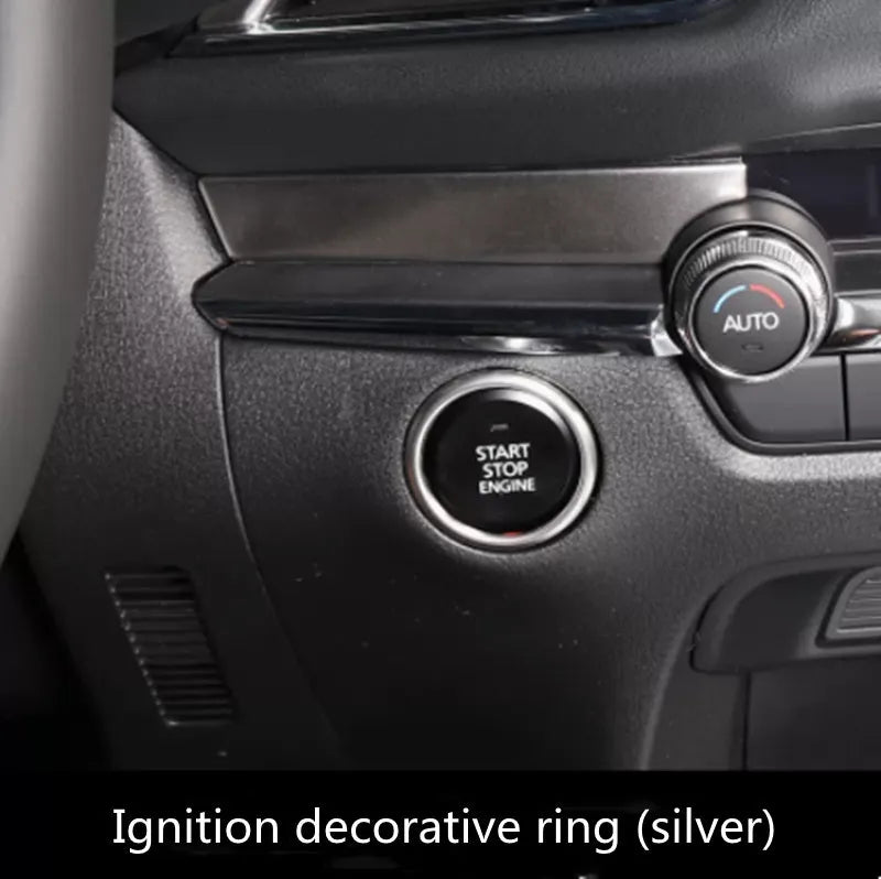 Aluminium alloy car interior decorative sticker set with transparent button overlays and multiple vehicle-specific designs
