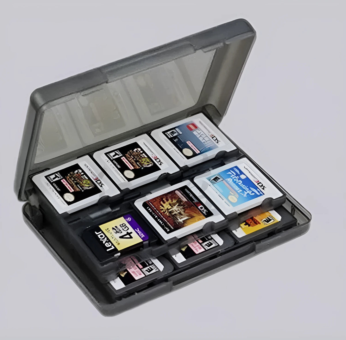 Black Nintendo DS and 3DS 28-in-1 game card storage box made of PP plastic
