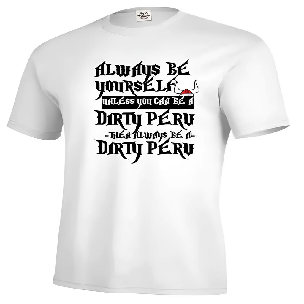 Men's white short sleeve casual top with a printed design, straight fit.