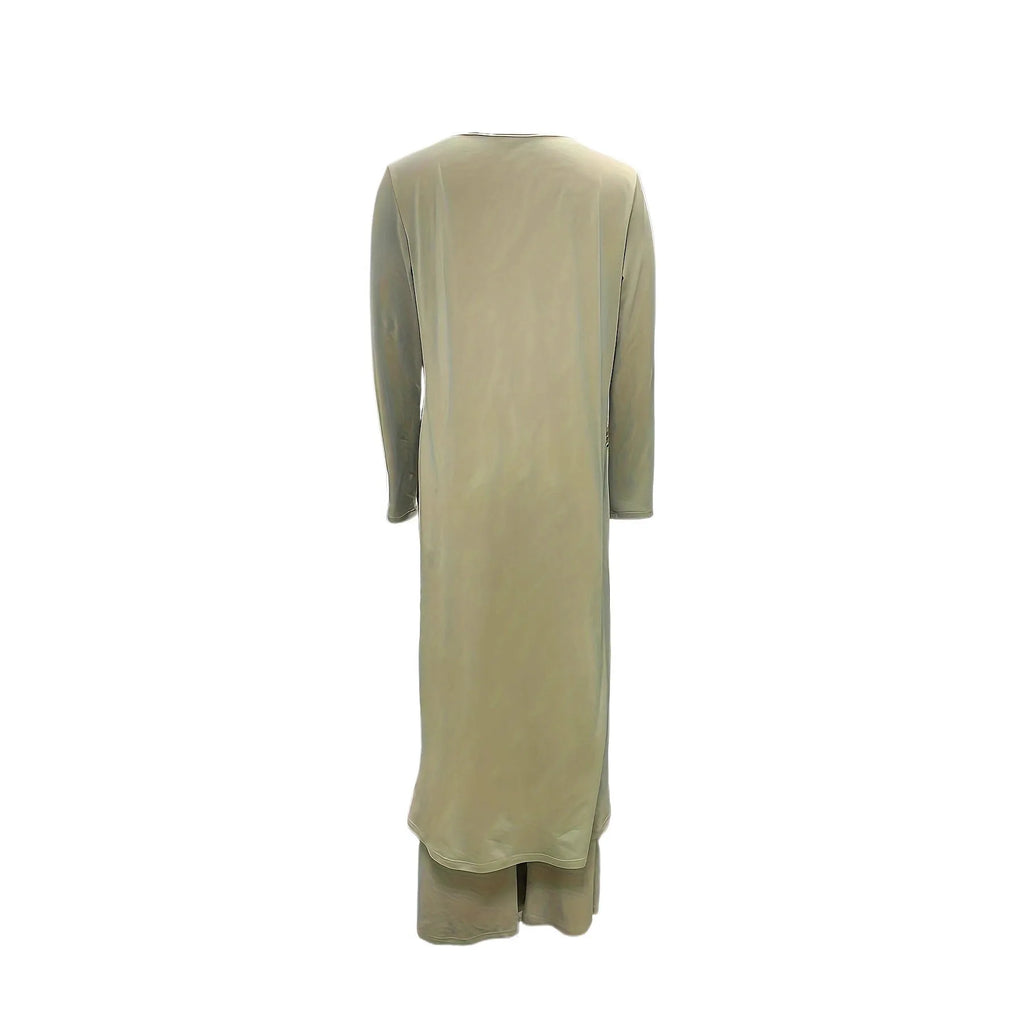 Casual black polyester two-piece tracksuit set with long sleeves and loose-fit trousers.