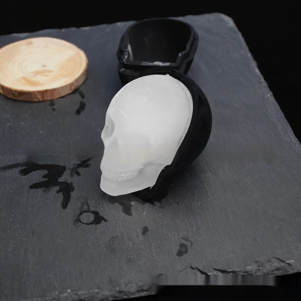 Halloween skull ice cube tray with 3D detailed design in food-grade silicone