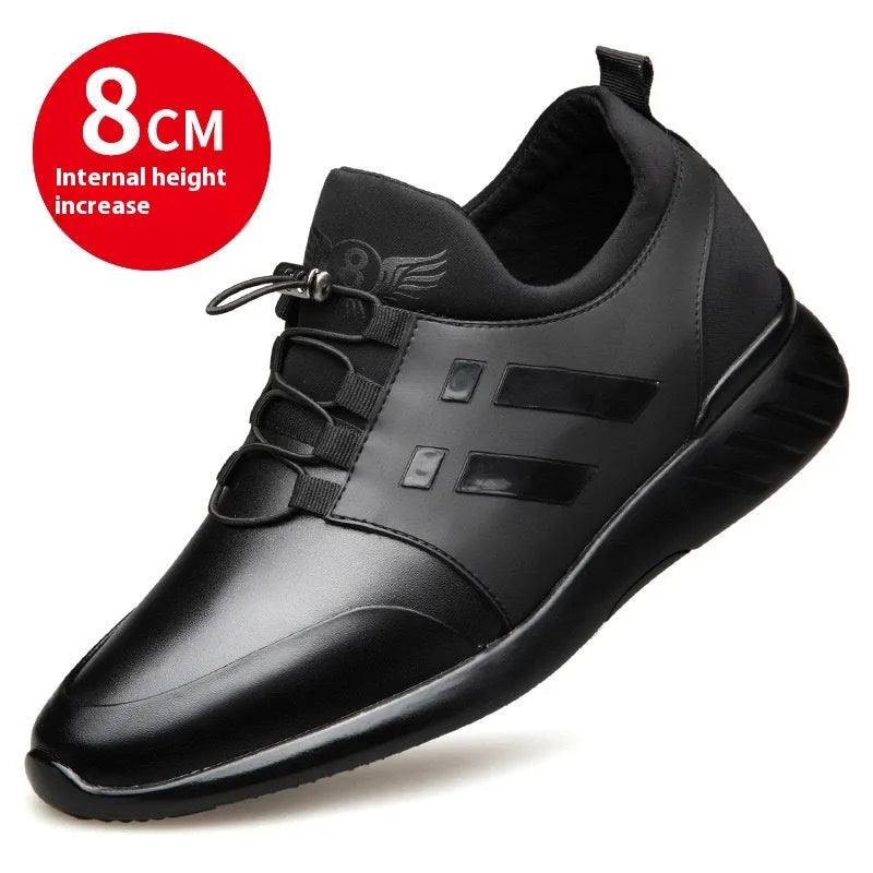 Men's black invisible height increasing casual trainers with chunky rubber sole