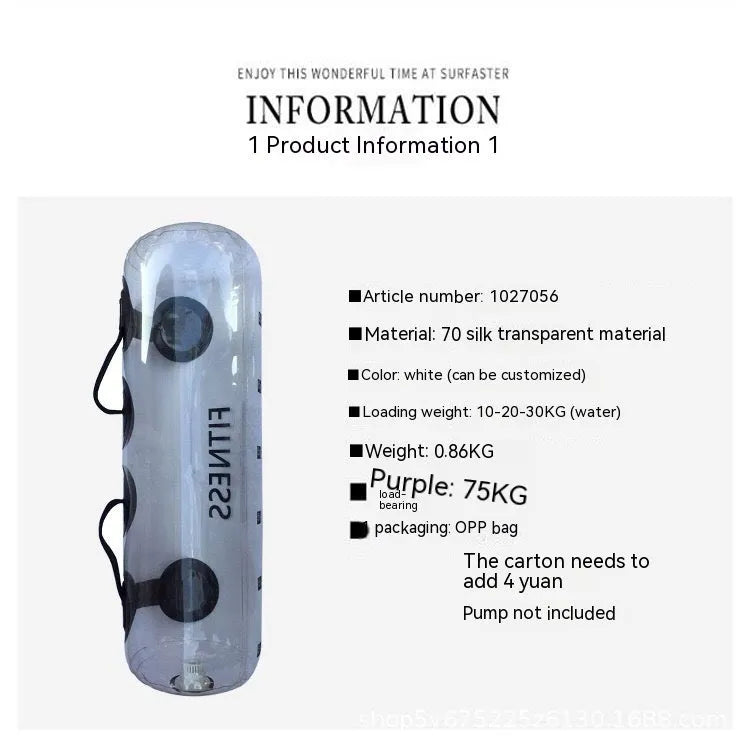 Transparent PVC water filled dumbbell bag for adjustable weight strength training