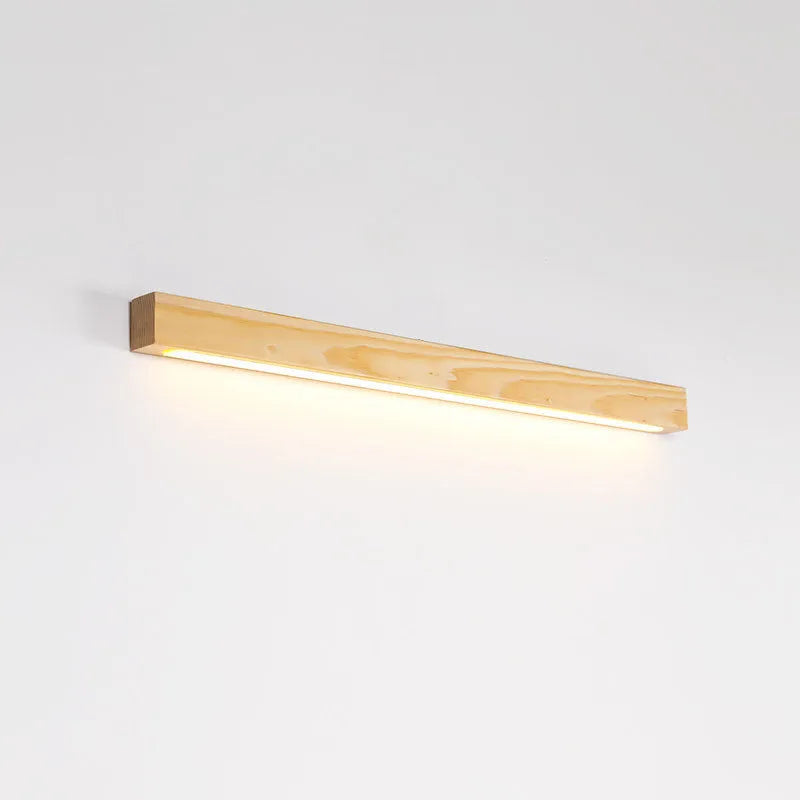 Walnut colour rectangular log strip wall lamp with minimalist design in three length options