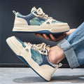 Canvas tide shoes in Milan green and beige with flat heels and round toe for summer wear
