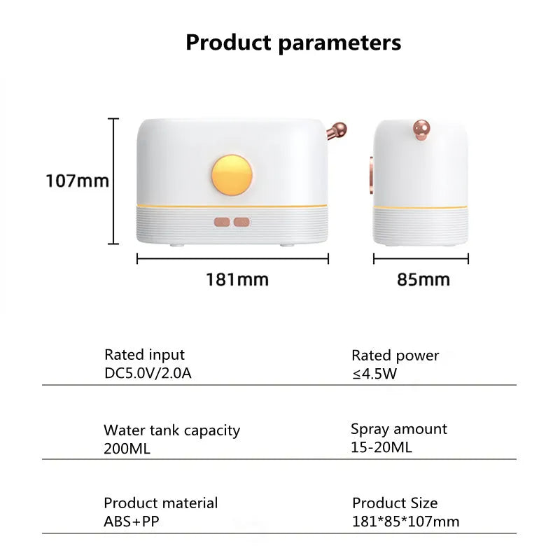 Simulation flame USB humidifier with 200ml water tank on desktop