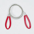 Four-share stainless steel wire survival saw with leather hand case showing 68cm cutting line