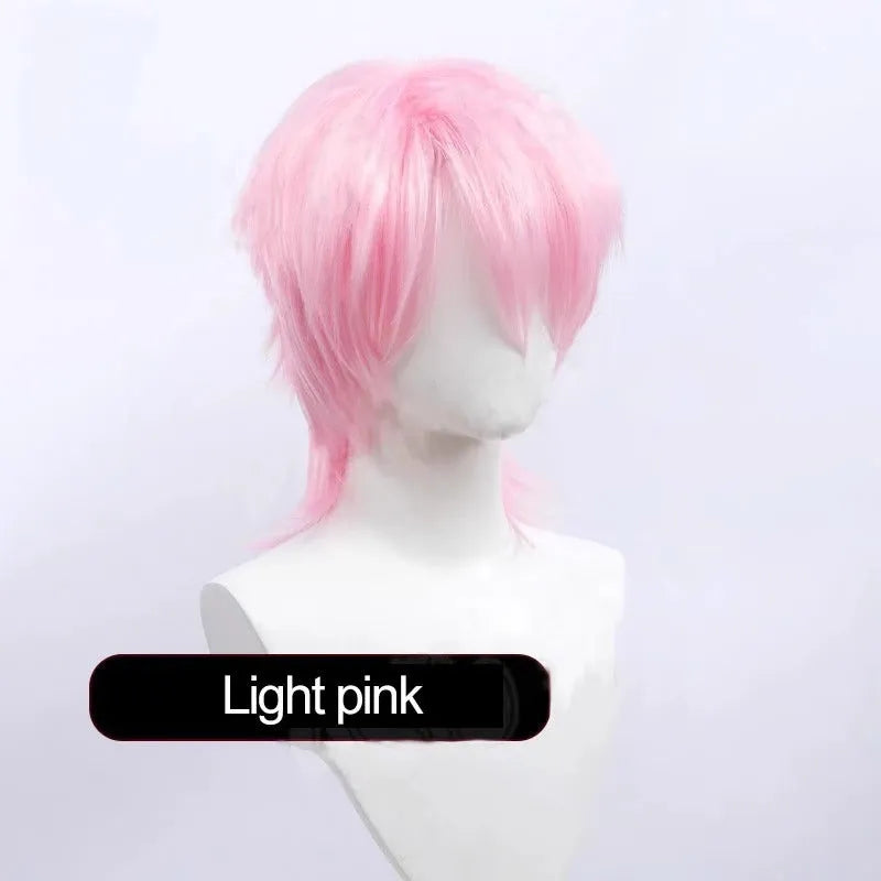 Short cosplay wig with Anime styling and lengthened tail design in high-temperature fibre