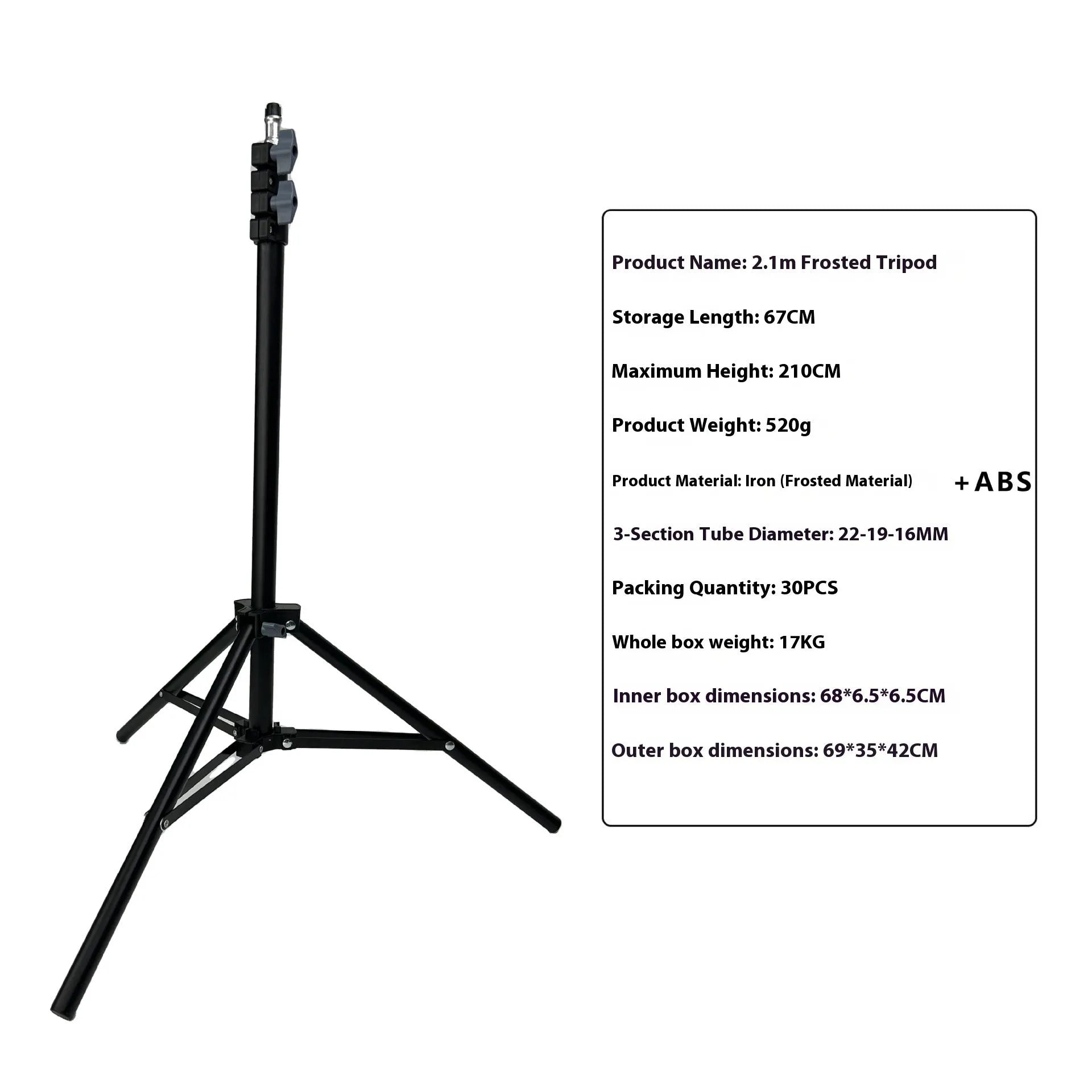 Tripod light stand photography kit with mobile phone holder in colour box packaging