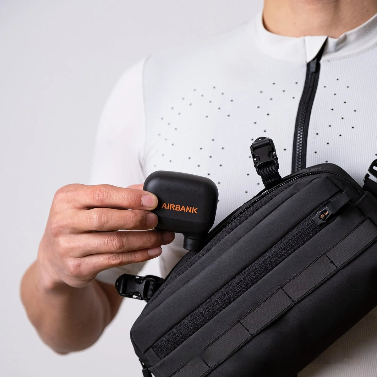 AS100 black plastic electric inflator pump for bicycles with USB charging cable and waterproof bag
