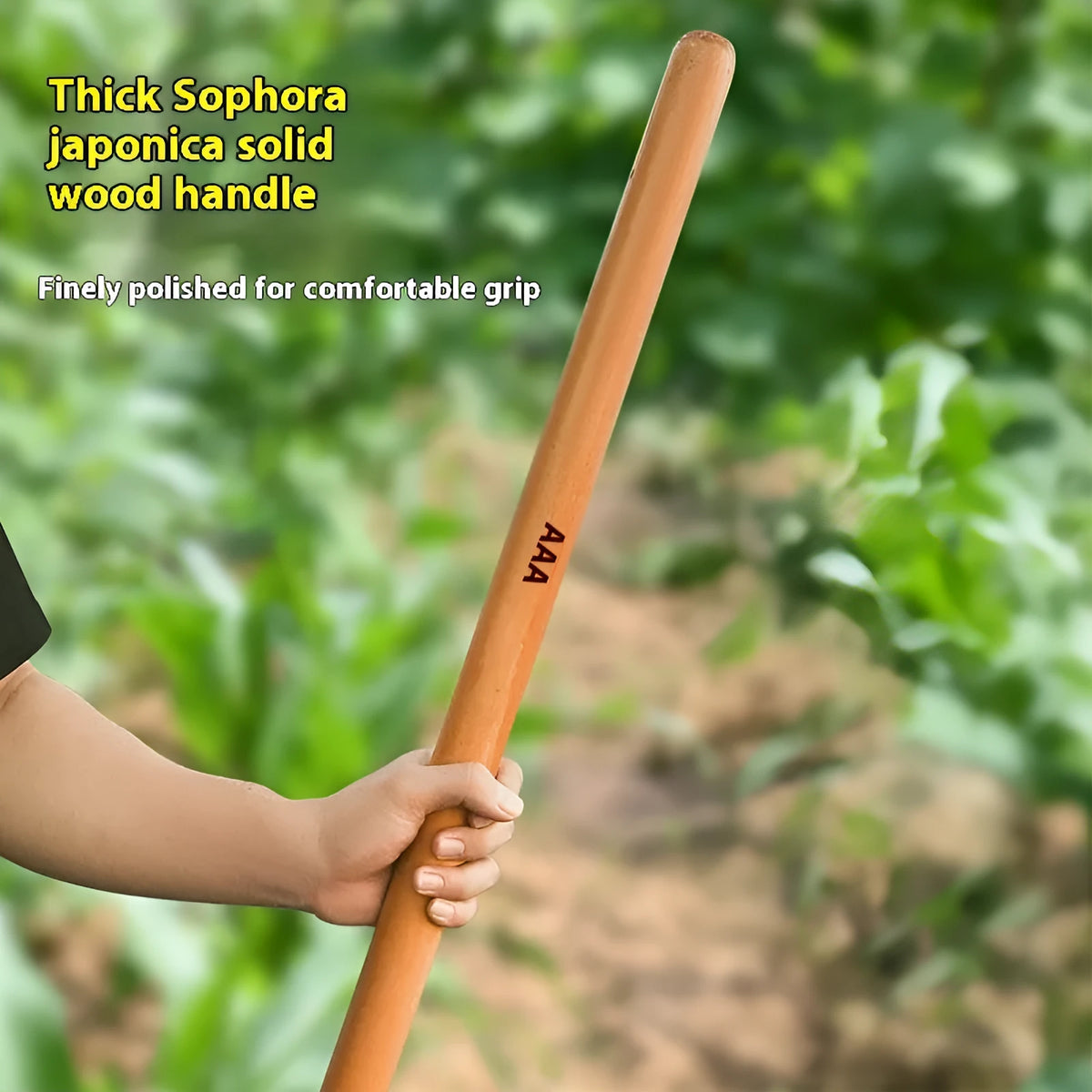 Selection of solid locust wood replacement handles for log axes, sickles, and a hoof hoe in various lengths