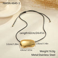 Stainless steel rope necklace with irregular geometric pendants in gold or silver electroplated finish
