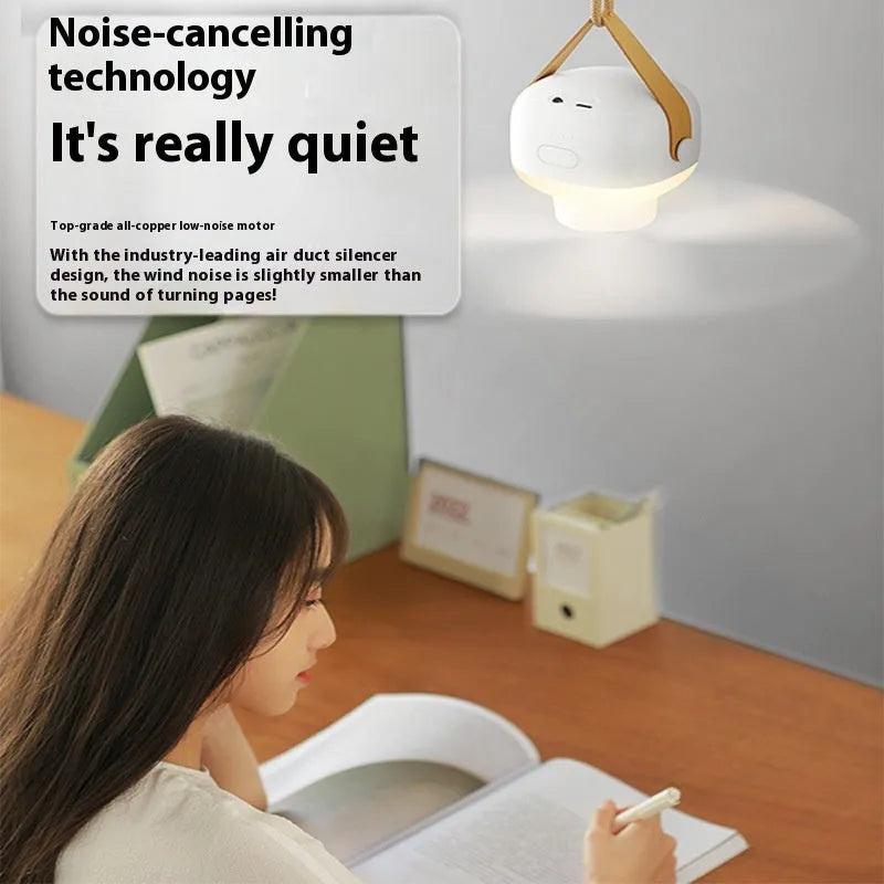 Rechargeable portable ceiling fan with remote control for camping and outdoor use