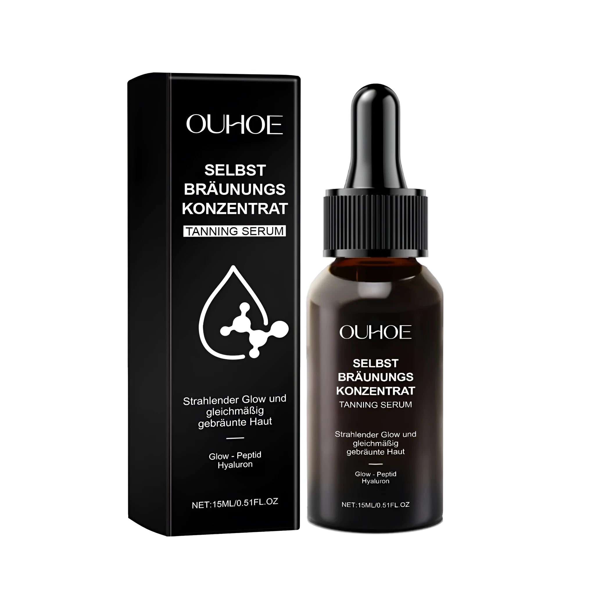 15ml bottle of Meihei Liquor water-based tanning liquid with glycerin and hyaluronic acid formula