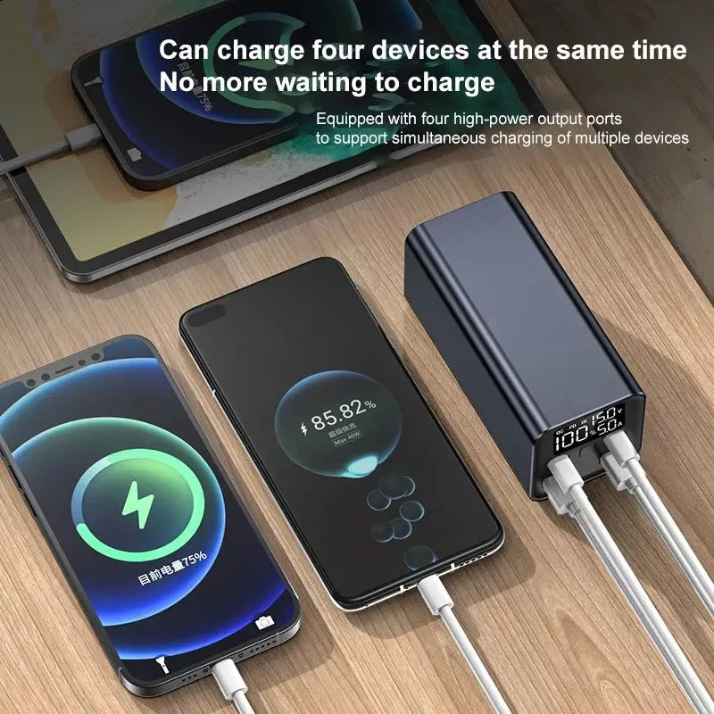 65W laptop power bank with 20000mAh capacity in metal casing, black colour option