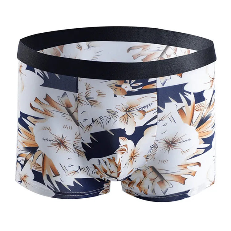 Men's personalised boxers in ice silk fabric with mid waist design and hip lifting functions