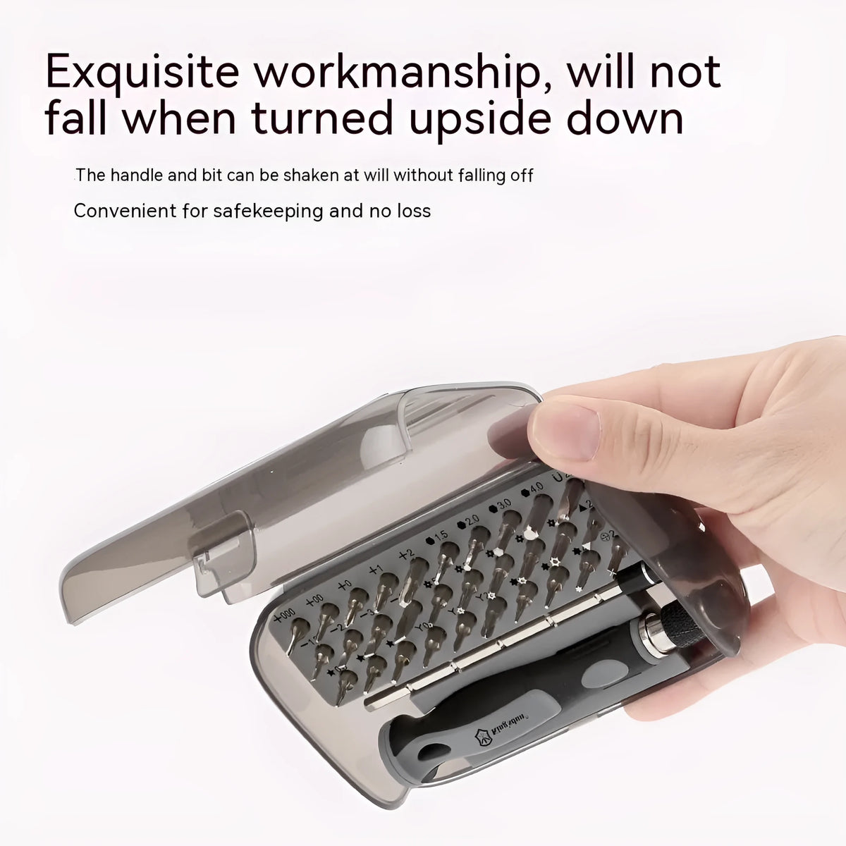 32-in-1 screwdriver repair tool set with bits organised in compact storage case