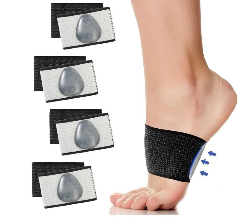 Elastic foot bandage with heart-shaped support pad for arch cushioning and flat feet