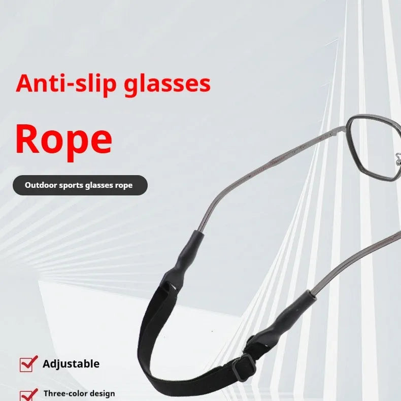Black adjustable glasses retention cord with silicone end pieces shown in adult and children's sizing variants