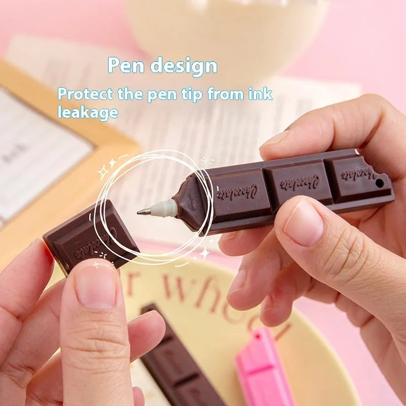 Cartoon chocolate-themed ballpoint pen with plastic body and 0.5mm tip.