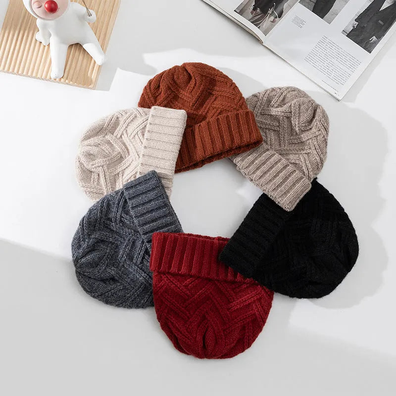 Women's wool knitted hat with dome crown in six colour options for autumn and winter wear