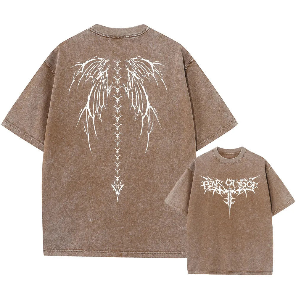 Men's oversized cotton t-shirt in a solid colour with drop-shoulder short sleeves on a grey background.