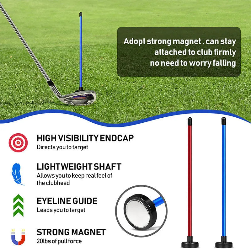 Red aluminium alloy magnetic baseball bar golf swing trainer alignment tool