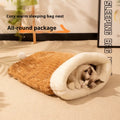 Flannel cat sleeping bag nest with PP cotton filling, 50cm by 40cm in pink Trojan horse pattern