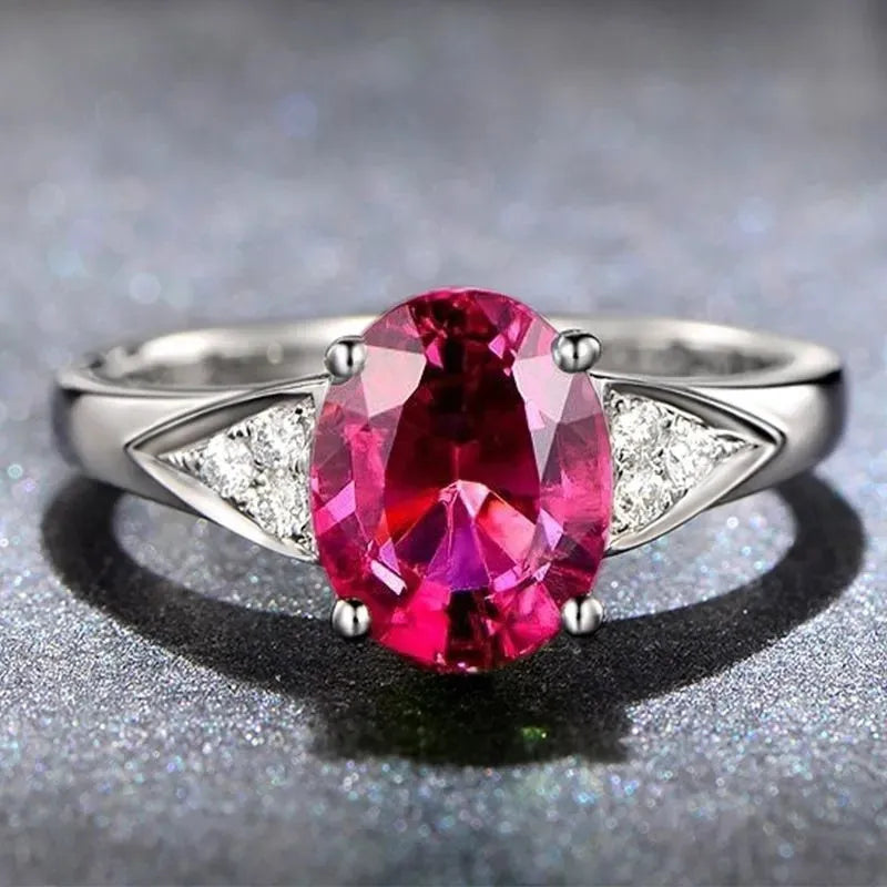 Women's court style ring with natural zircon stone in a choice of heart, water drop, or bell pattern.