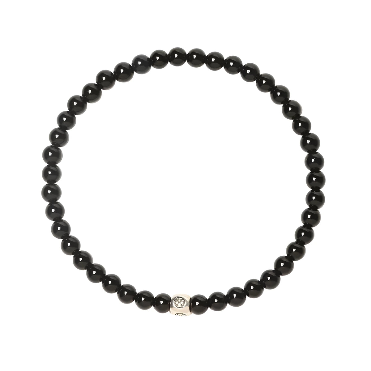 Geometric cut surface agate bracelet with obsidian, blue San and black agate 4mm beads